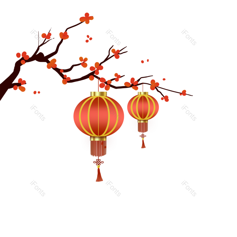 装饰图片,节日元素,灯笼PNG,梅花免抠素材